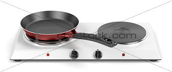 Double hot plate and frying pan