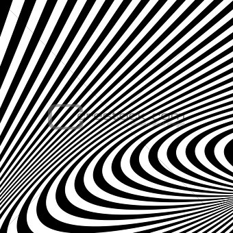 Pattern with optical illusion. Black and white background.