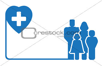 family silhouette on medical symbol