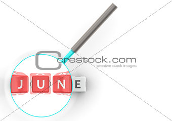 June puzzle with magnifying glass