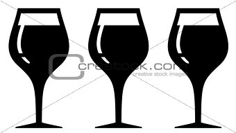 set isolated wine glasses