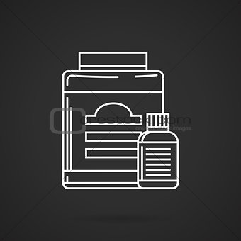 Supplements jars flat line vector icon