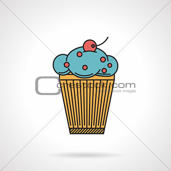 Berry muffin flat vector icon