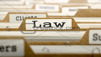 Law Concept with Word on Folder.