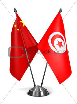 China and Tunisia - Miniature Flags.