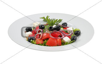 Salad with olives, sweet peppers and feta cheese