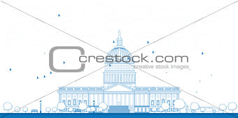 Outline Washington DC Capitol landscape, USA