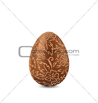 Easter chocolate egg in hand-drawn style, isolated on white back
