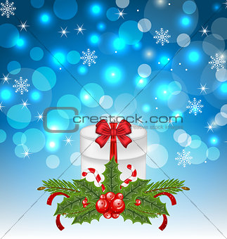 Christmas gift box with holiday decoration 