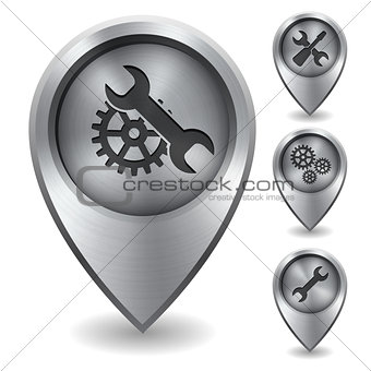 Technology map pointer with metal texture