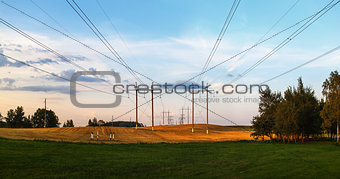 Electric pillars in a field