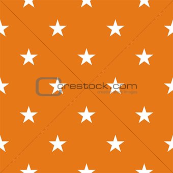 Tile vector pattern with white stars on orange background