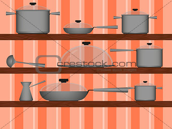 kitchenware on the shelf
