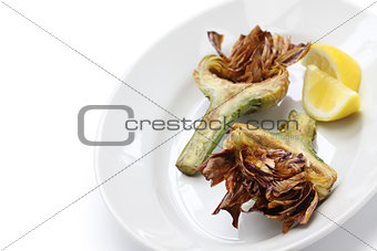 deep fried artichoke, carciofi alla giudia