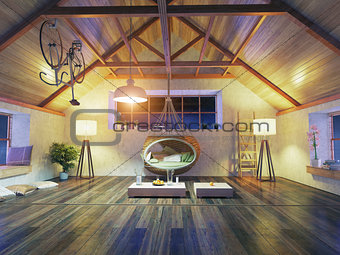 modern attic interior
