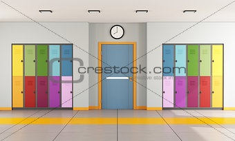 School hallway with student lockers