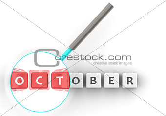 October puzzle with magnifying glass