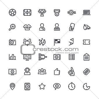 Outline Vector Icons on the Theme of Soccer