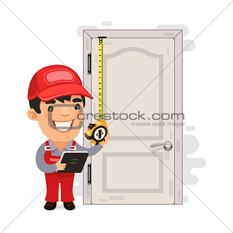 Carpenter Measures the Old Door