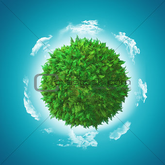 3D globe with fern and grass