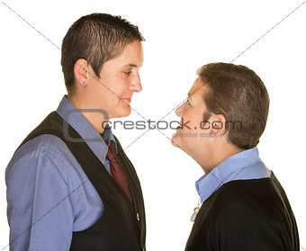 Boyish Couple Staring at Each Other