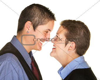 Laughing Couple Facing Each Other
