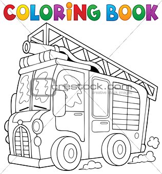 Coloring book fire truck theme 1