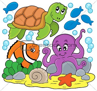 Sea animals thematic image