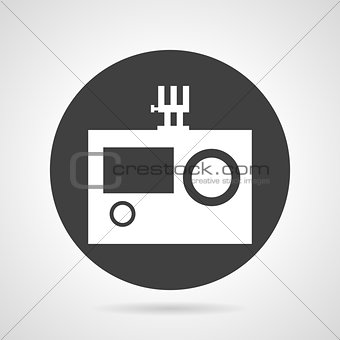 Action camera black round vector icon