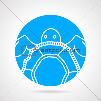 Sea turtle round vector icon