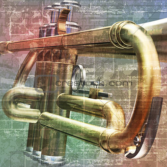 abstract grunge background with trumpet