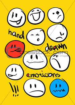 Set of hand drawn emoticons