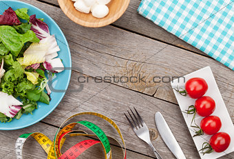 Fresh healthy salad with tomatoes and mozzarella