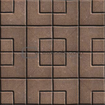 Concrete Slabs Paving Brown in the Form Square of Different Geometric Shapes.