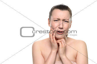 Crying young woman Suffering From Toothache