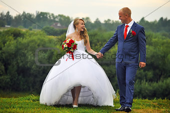 Happy bride and groom