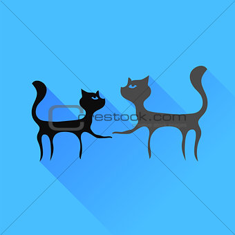 Two Cats Silhouettes