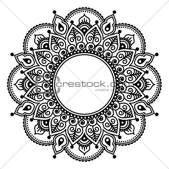 Mehndi lace, Indian Henna tattoo round design or pattern