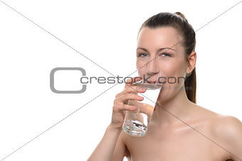 Smiling Healthy Woman Drinking a Glass of Water