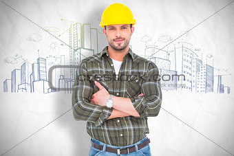 Composite image of handyman smiling