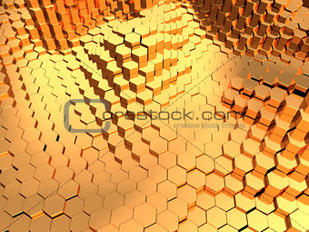 golden hexagons background