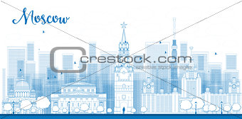 Outline Moscow City Skyscrapers and famous buildings