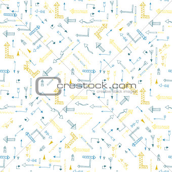 Hand drawn seamless pattern with arrows