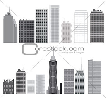 Skyscrapers set. City design elements