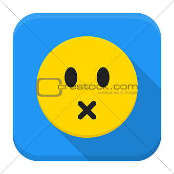 Silent yellow smile app icon with long shadow
