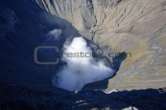 Crater of the Bromo volcano in Indonesia