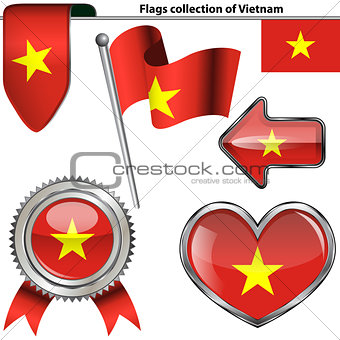 Glossy icons with flag of Vietnam