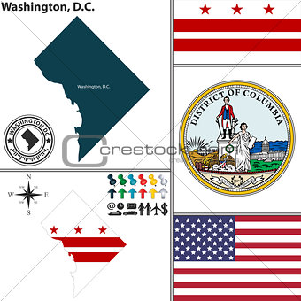 Map of Washington, D.C., USA