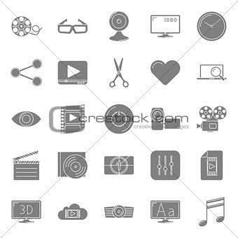 Video silhouettes icons set