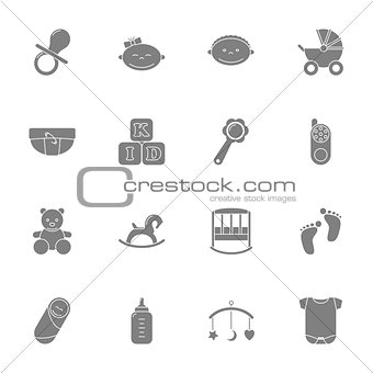 Baby silhouette icons set